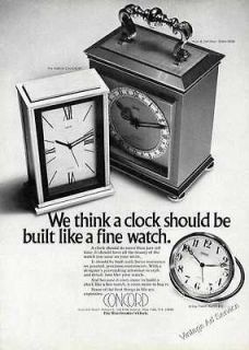 1969 Clocks Built Like a Fine Watch. Concord The Watchmakers Clock Ad
