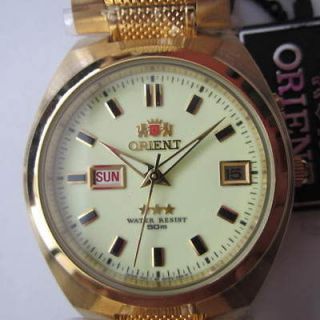 ORIENT JAPAN MENS WATCH AUTOMATIC 21 JEWELS STAINLESS S GOLD ORIGINAL 