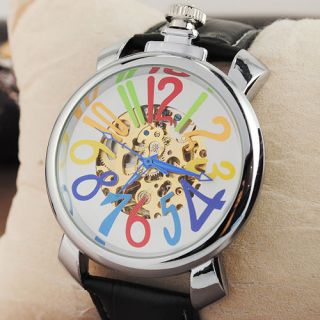 Colorful Number WHITE Dial Fashion Big Size Mens AUTO Selfwind 