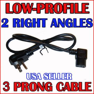 FLAT PLUG  AC Power Cable/Cord **2 RIGHT ANGLES** Wall Mount TV LCD 
