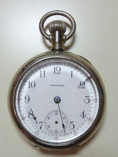 Antique Waltham Sterling Model Pocket Watch Silverode Case w/ Train 