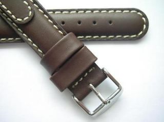 Zeno Basel thick brown sport leather watch band Swiss