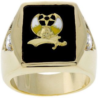 Goldtone Nautical themed Enamel CZ Mens Ring