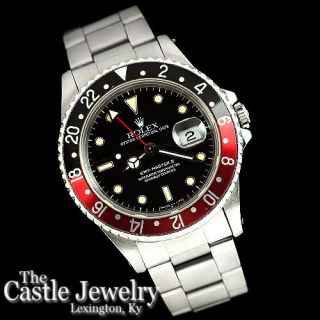 Rolex GMT Master II 16710 Stainless Steel Oyster Bracelet Black Red 