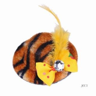 Gold Mini Hat Womens Hair Clip Feather Bowknot Leopard Headdress 