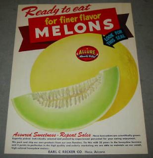 Old 1950s Allure MELONS MESA Arizona Advertising SIGN