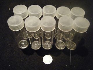 10 Clear Plastic Round Coin Tubes for American Silver Eagle with Screw 