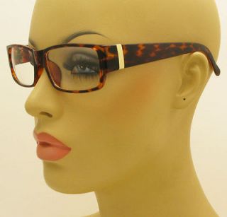 New Rectangular Clear Lens Glasses Brown Tortoise Plastic Unisex 