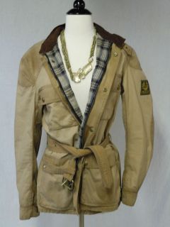Crew Roadmaster Jacket in Washed Waxed Cotton Womens Antique Beige 