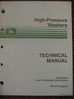 John Deere A16 A18 A22 A25 A40 High Pressure Washer Technical Repair 
