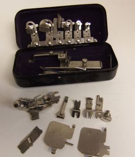 Vintage White Rotary Greist Sewing Machine Attachments Black Metal 