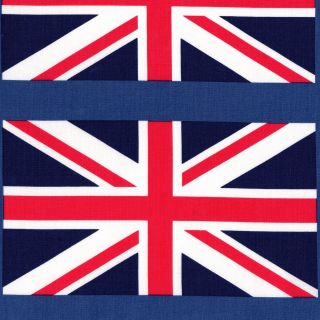   Jack COOL BRITANNIA 5 x FLAGS Fabric Panel GREAT BRITAIN London U