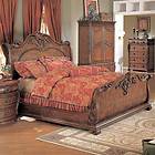  Elegant Cherry Brown Queen Sleigh Bed Only Bedroom Furniture