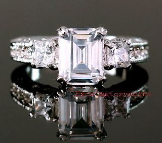   GP Swarovski Crystal Diamond Wedding Engagement Silver Ring _ 6 R27