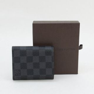 Authentic Louis Vuitton Black Damier Graphite Canvas Trifold Wallet 