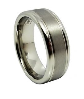   Fit High Polish Double Groove Cobalt Chrome Ring Mens Wedding Band