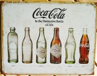 Coca Cola Distinctive Vtg Bottle Evolution TIN SIGN coke metal old 