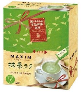AGF Maxim Uji Matcha Cafe Latte Milk Green Tea Powder 16 Sachets NEW 