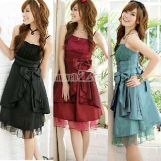   Bowknot Lace Cocktail Evening Wedding Formal Tube Mini Dress Sexy cute