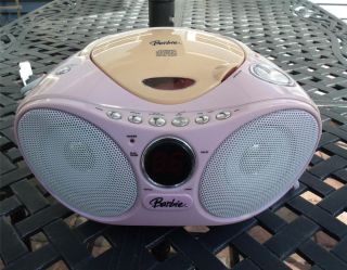 BARBIE Pink Glitter CD Player Boom Box AM FM Radio with Bass Boost