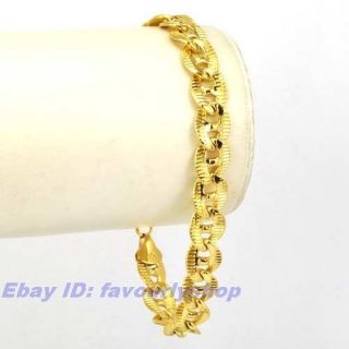 CARVED COFFEE BEAN TWIST CHAIN 18K GOLD GP 8.5BRACELET SOLID FILL GEP 