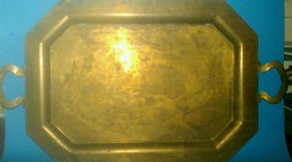 Collectible Vintage Brass Tray 21 in. Flowers Fern Leaves