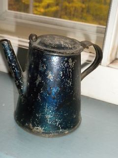 Minaturei 3 Antique Tin Coffee Pot Well Made Tiny Treasure