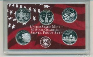 2000 Silver Proof State Quarter Set 5 Coins  NO Box/COA