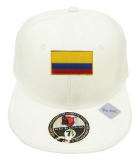 Colombia Colombian White Flag Country Embroidery Embroided Flat Fitted 