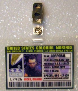 Aliens ID Badge United States Colonial Marines Hicks