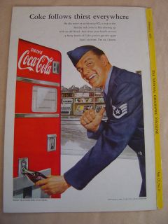   1952 NG COCA COLA MAGAZINE ADVERTISEMENT MILITARY MAN AT COKE MACHINE