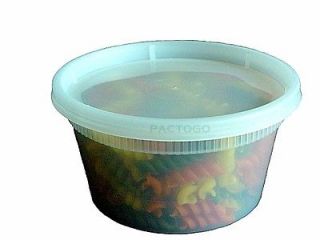 240 Sets  12 oz. Clear Plastic Soup/Food Containers w/Lids Combo 