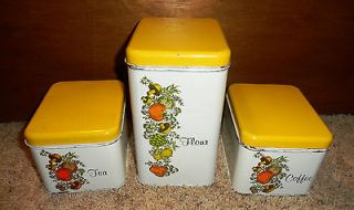 Vintage 3 Piece Cheinco Metal Canister Set Kitchen Decor Canisters 