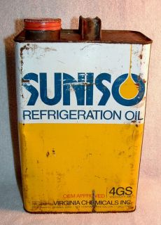   Suniso 4GS Refrigeration Oil Tin VINTAGE Suniso 1 gal. Refrig. Oil Can