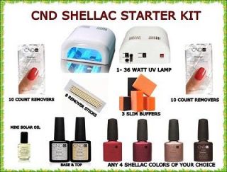 AUTHENTIC 12 PC CND SHELLAC STARTER KIT WITH UV LAMP, BASE, TOP, 4 