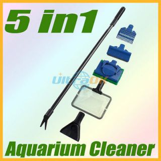 5in1 Complete Aquarium Clean Set Fish Net Gravel Rake Algae Scraper 