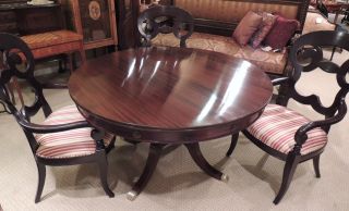   Round Regency Style Dining Table (53 with 12 extensions leaves