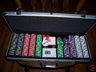 HOLIDAY clay CASINO POKER chip set wCASE Texas hold em cards GAME