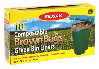 Biosak COMPOSTABLE BAGS FOR OUTDOOR GREEN BIN LINERS 10/pack 25x30 