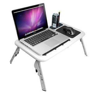 LAPTOP DESK TABLE BED COOLING WITH 2 FANS STAND TRAY