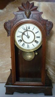  Jerome & Co walnut The Rhine Model Clock 1897 New Haven Conn. USA