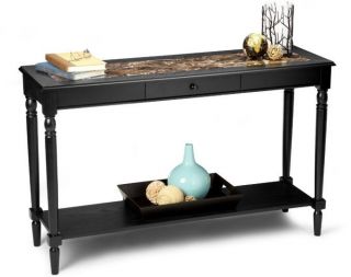 French Country Black Marble Style Console Sofa Table