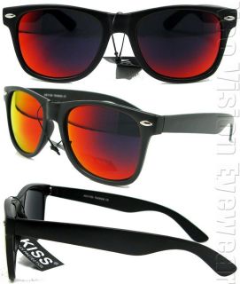   Matte Black Wayfarer Sunglasses Retro RED Mirror Lenses K30MT RDM