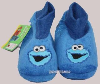 SESAME STREET COOKIE MONSTER EMBROIDERED SLIPPERS Sz 5/6 7/8 9/10 