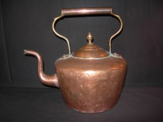 ANTIQUE 19TH CENTURY HAND MADE COPPER TEA KETTLE NICE 