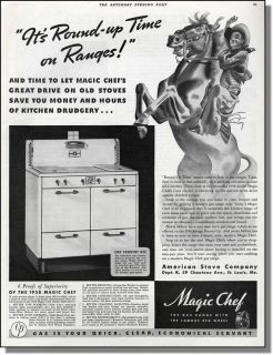 1938 Magic Chef Gas Cook Stove   Round Up Time Ad