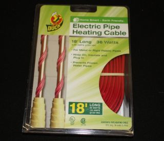Duck pipe heating cable 18 feet long 36 Watts. prevents freezing to 