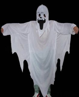 Unisex Halloween Kids Child White Ghost Costume Horror Mask Cosplay 