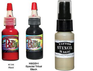 Professional Tattoo Supplies Fire Red Tribal Black Ink and Stencil 