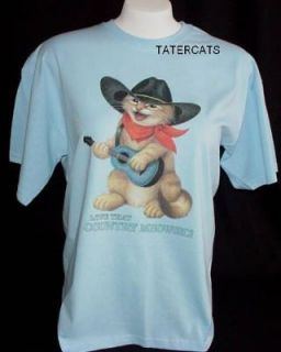 Cat T Shirt Guitar Cowgirl Country Music Western Clothing S M L XL 2X 